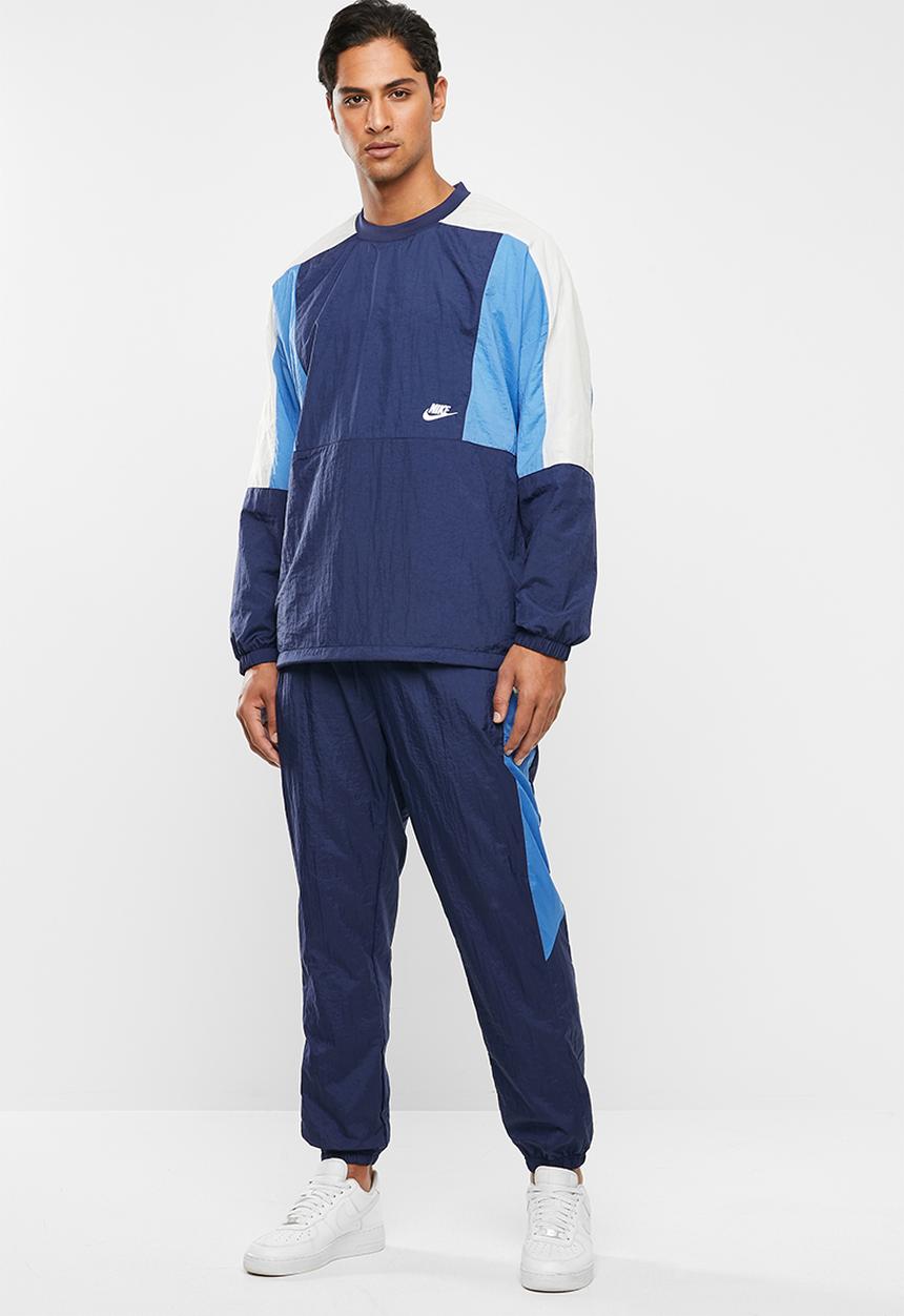 Nike - Nsw woven crew neck jacket - midnight navy/pacific blue/white