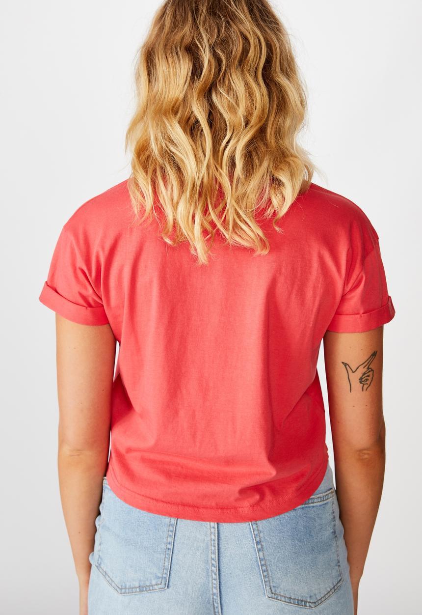 Factorie - Curved hem short sleeve tee - red 