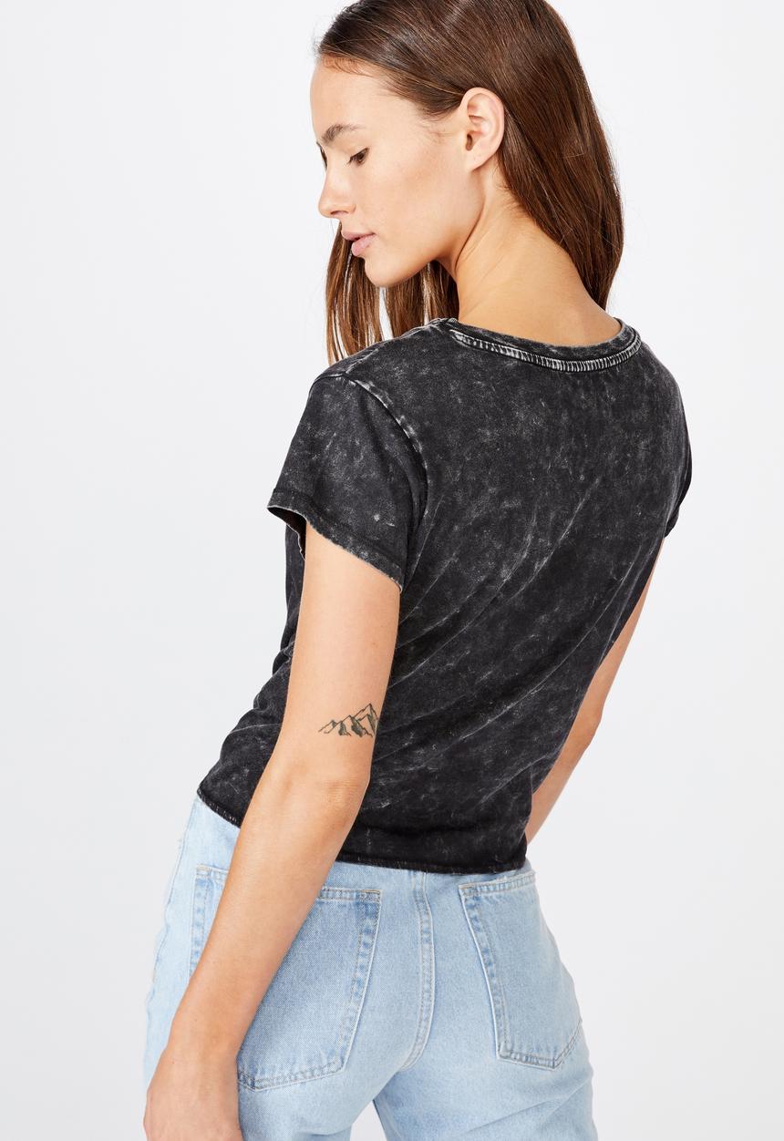 Cotton On - Tie front tee wild at heart - black