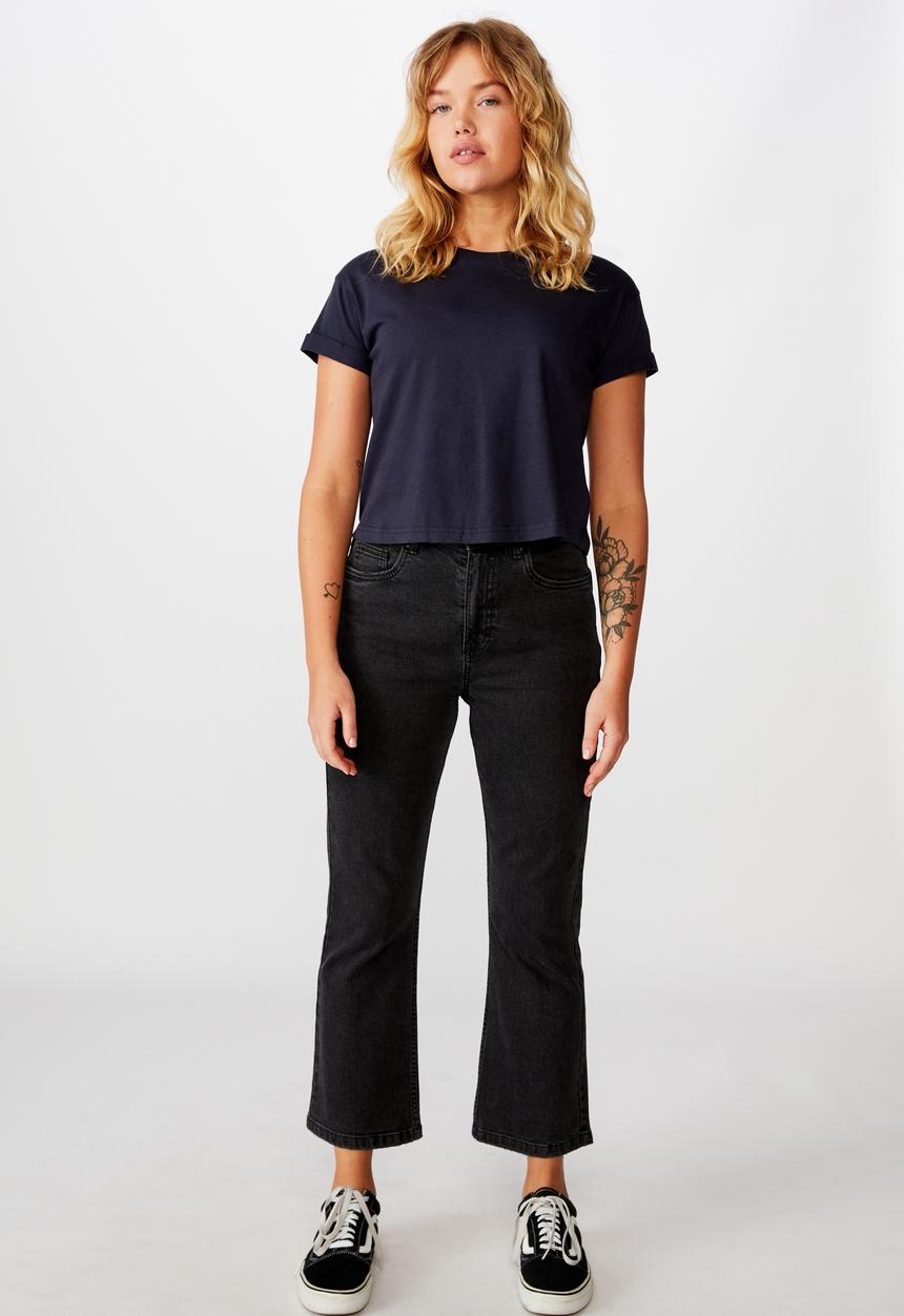 Factorie - Curved hem short sleeve tee - navy