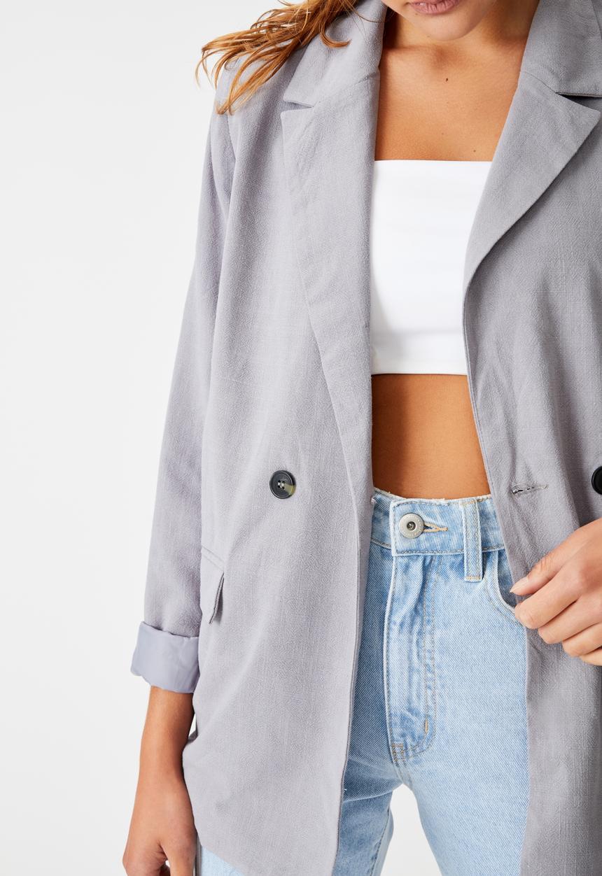 Cotton On - All day textured blazer - grey