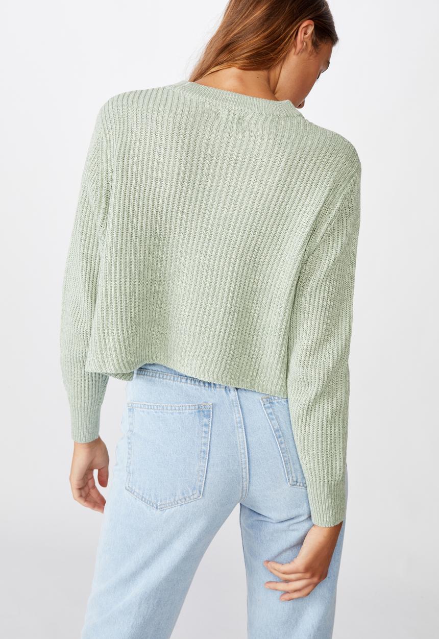 Cotton On - Archy cropped pullover - jade seafoam twist