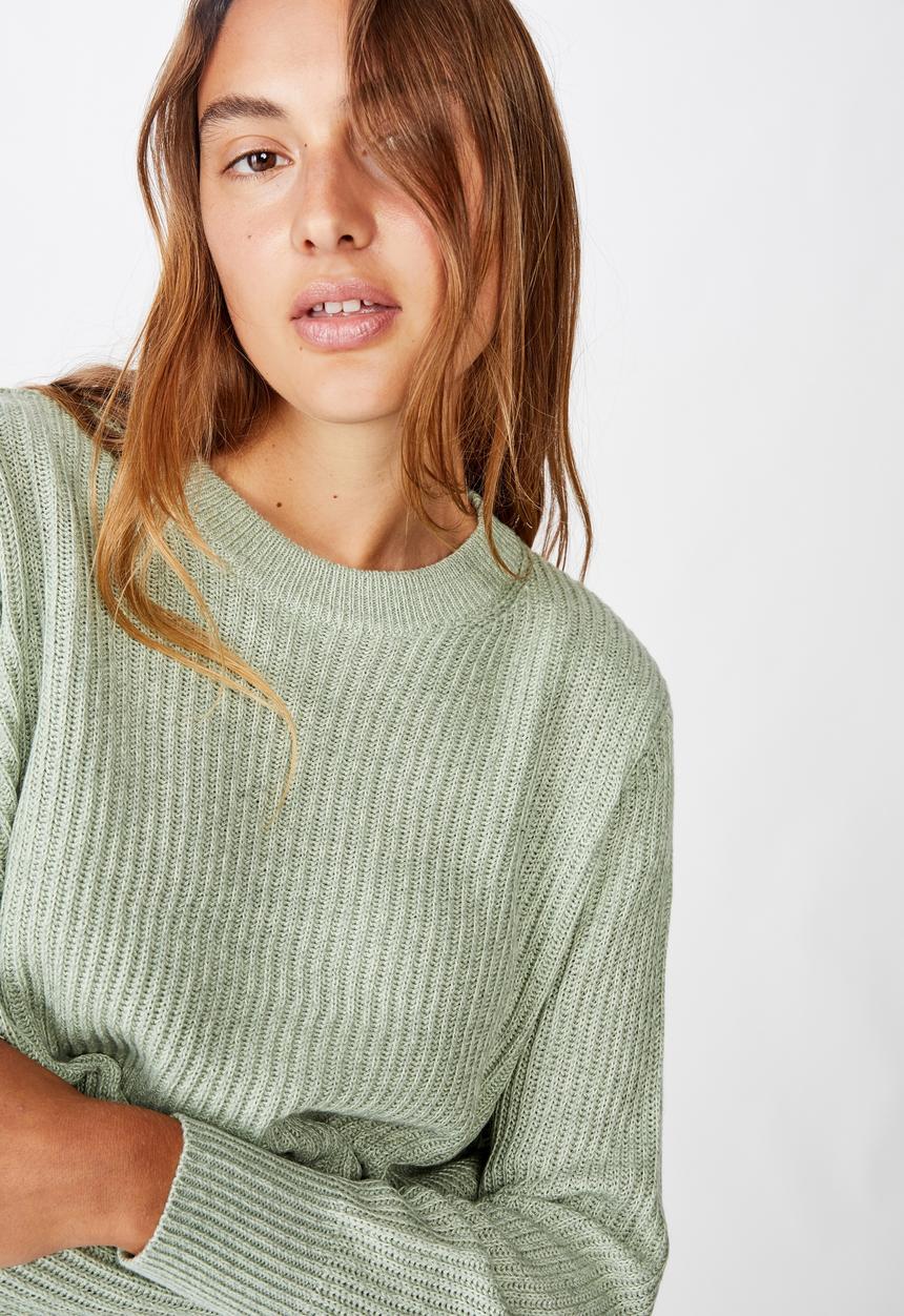 Cotton On - Archy cropped pullover - jade seafoam twist