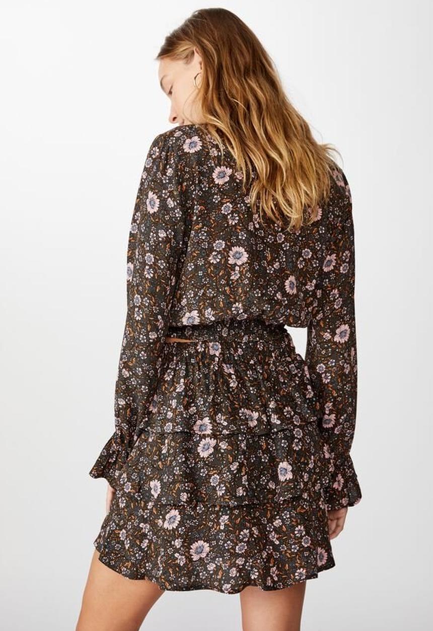 Cotton On - Byron tiered mini skirt Jordyn floral - raven
