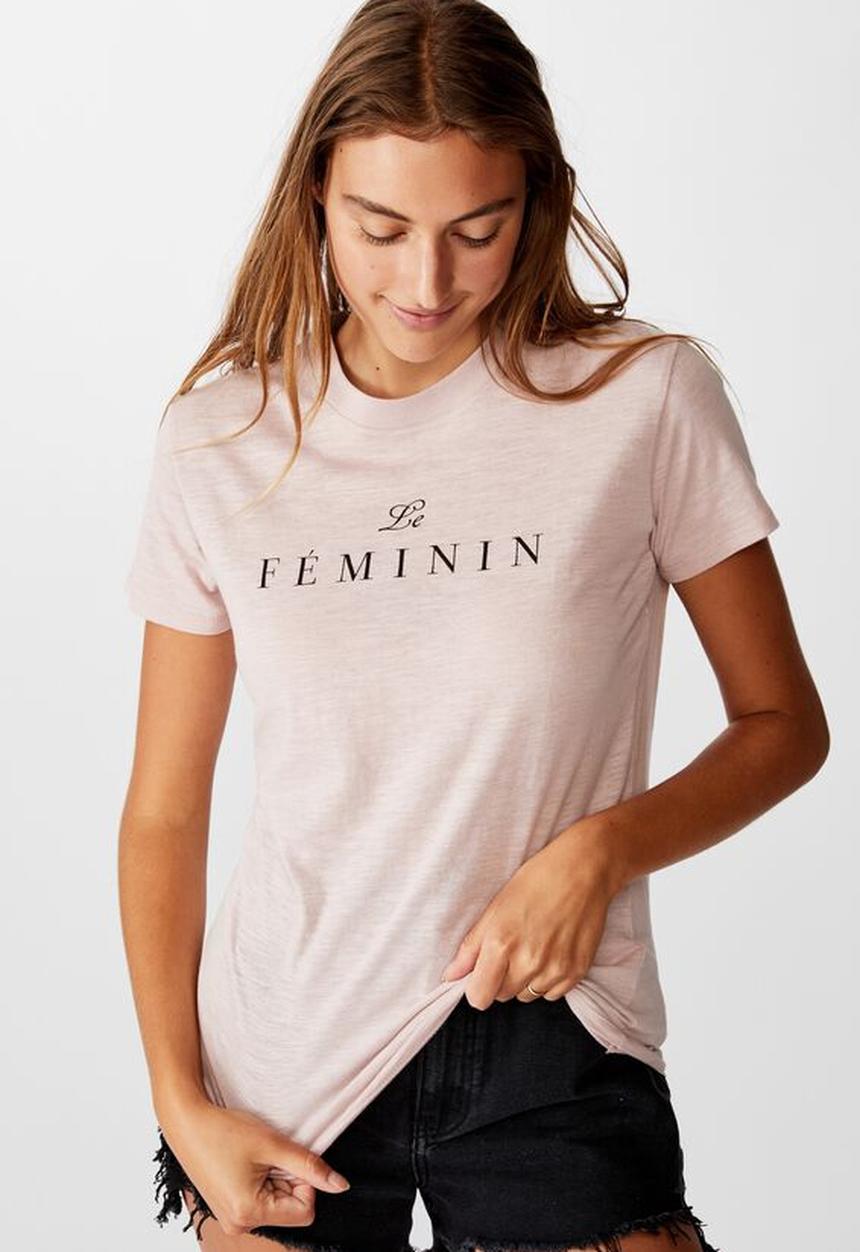 Cotton On - ]Classic slogan T-shirt le feminin - burnished lilac