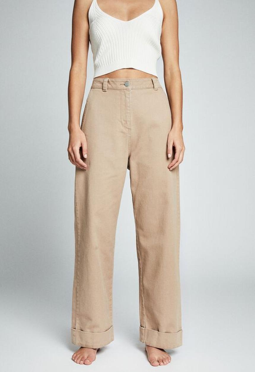 Cotton On - Cuffed wide leg pant - natural