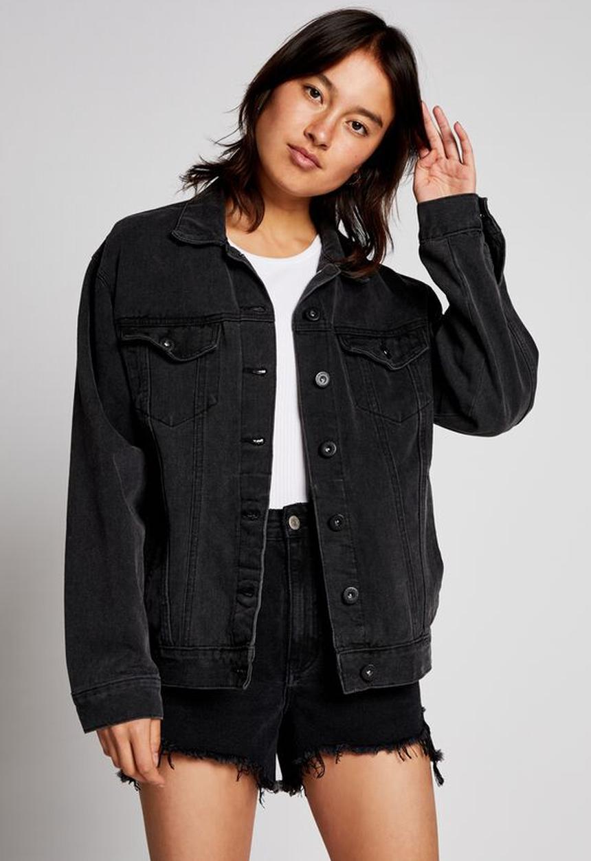 Cotton On - Not your boyfriends denim trucker jacket - washed black