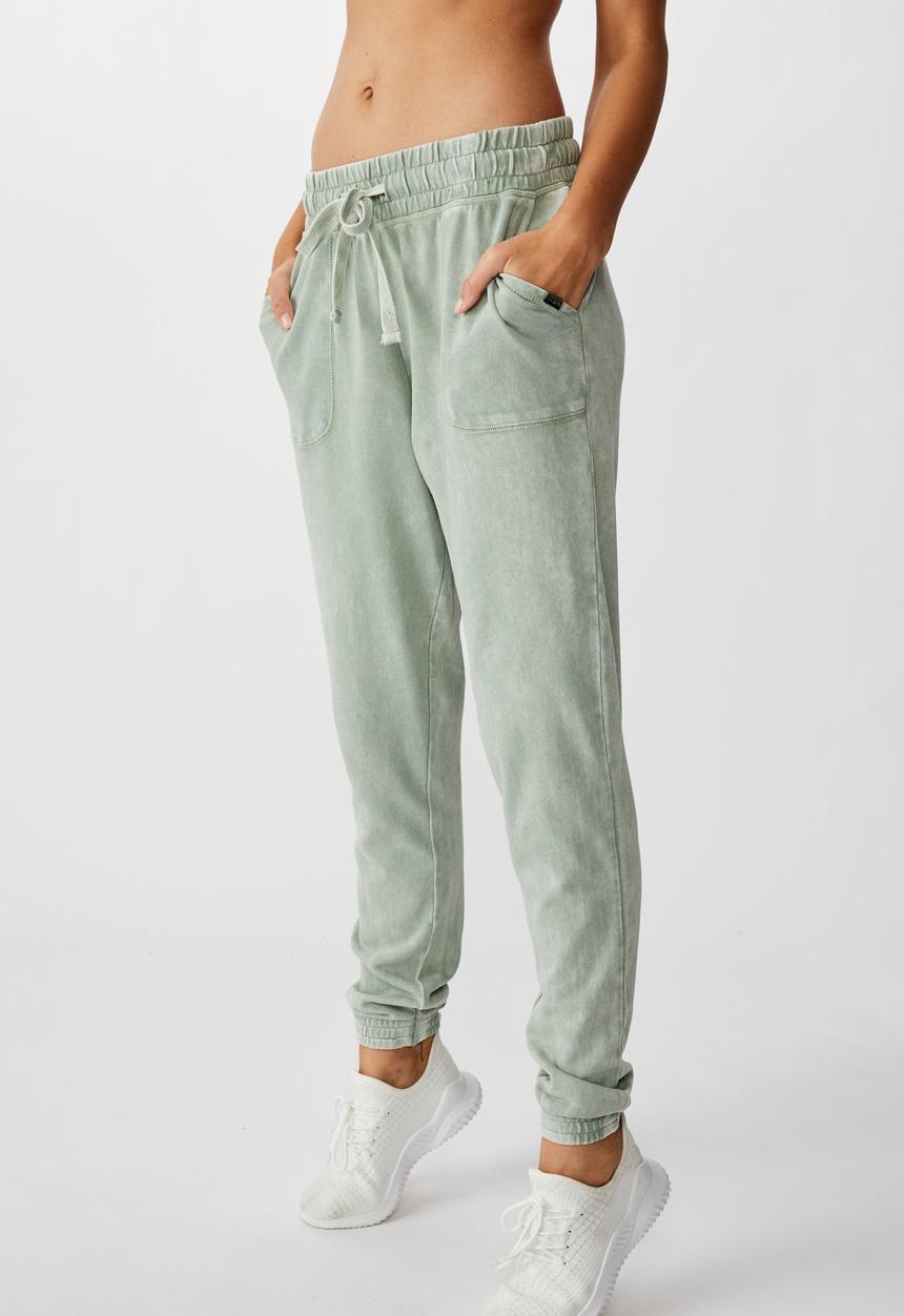 Cotton On - Washed gym trackpant - green