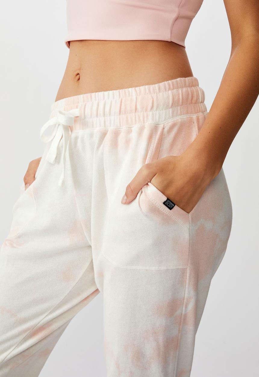Cotton On - Washed gym trackpant - pink & cream 