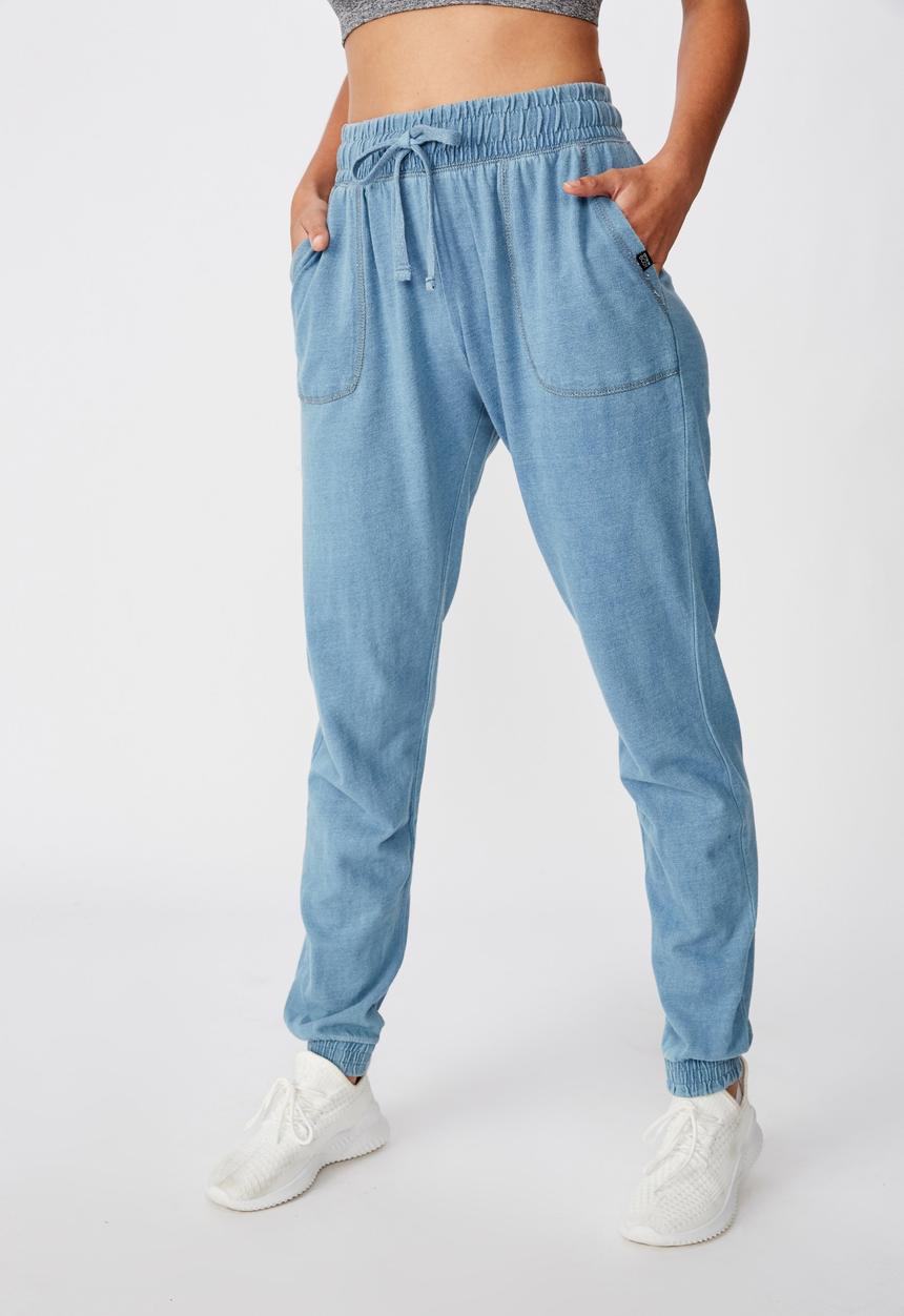 Cotton On - Washed gym trackpant - blue 