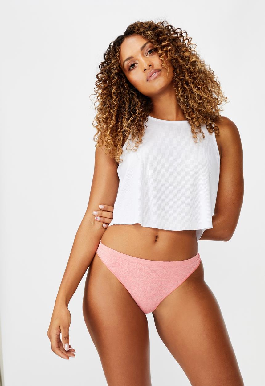 Cotton On - Seamfree scallop g-string brief - pink
