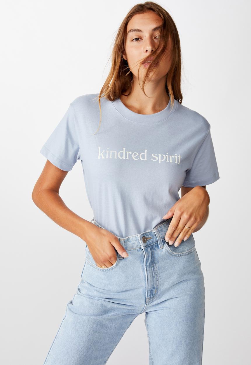 Cotton On - Classic slogan T-shirt kinder spirit - blue