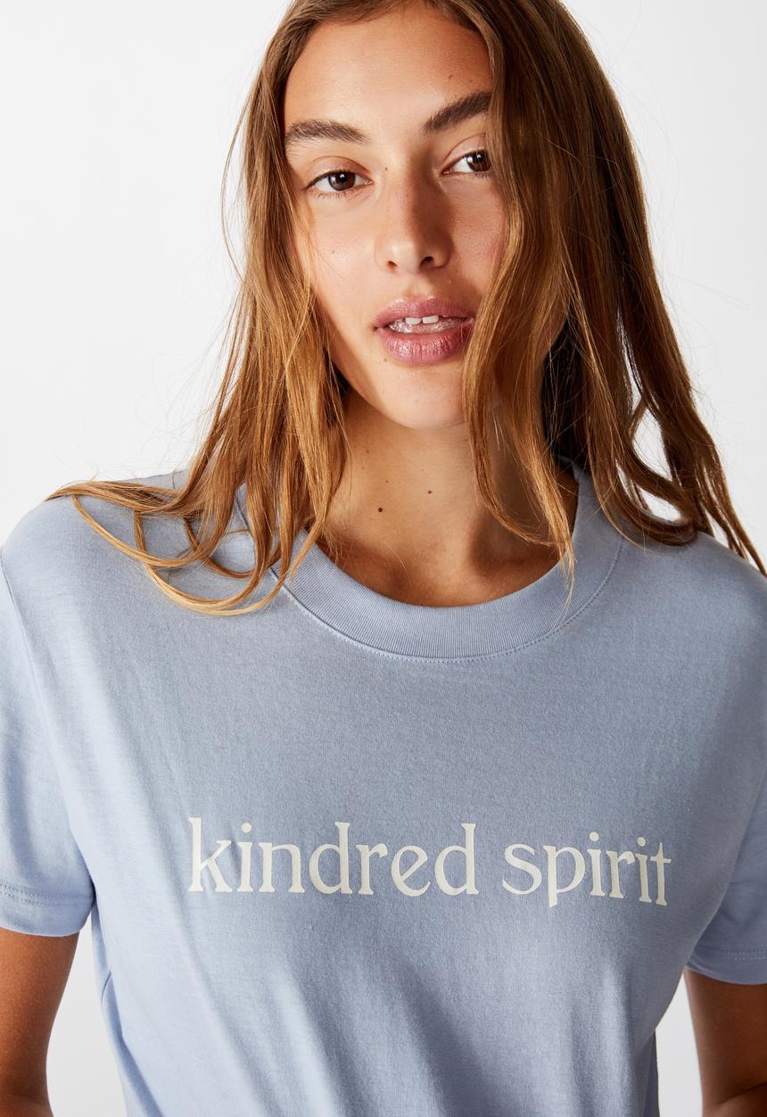Cotton On - Classic slogan T-shirt kinder spirit - blue