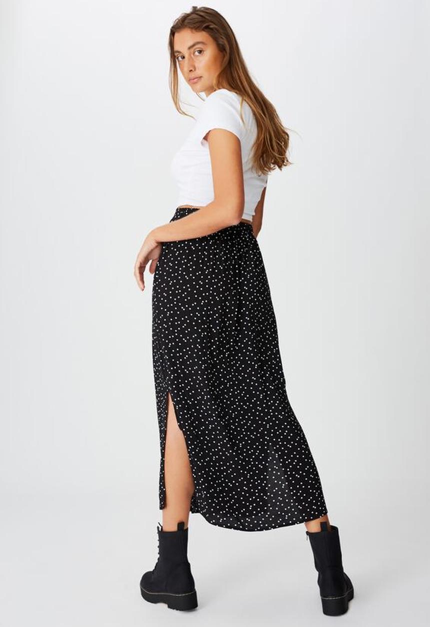 Cotton On - 90s slip skirt daisy spot - black