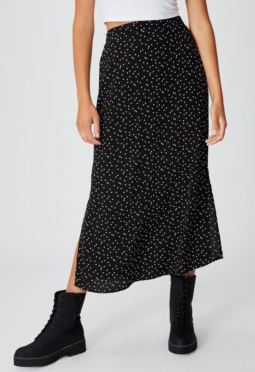 Cotton On - 90s slip skirt daisy spot - black