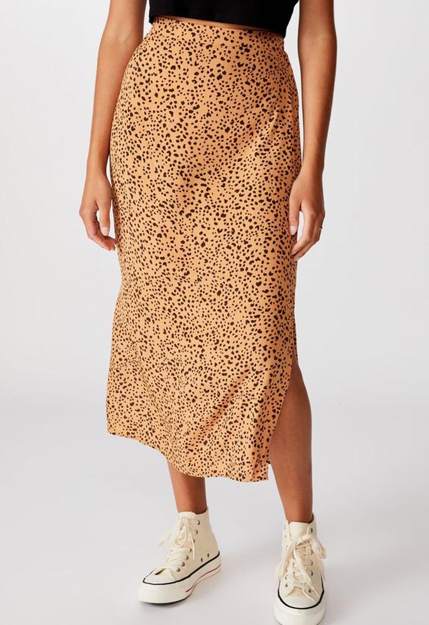 Cotton On - 90s slip skirt piper animal - biscuit