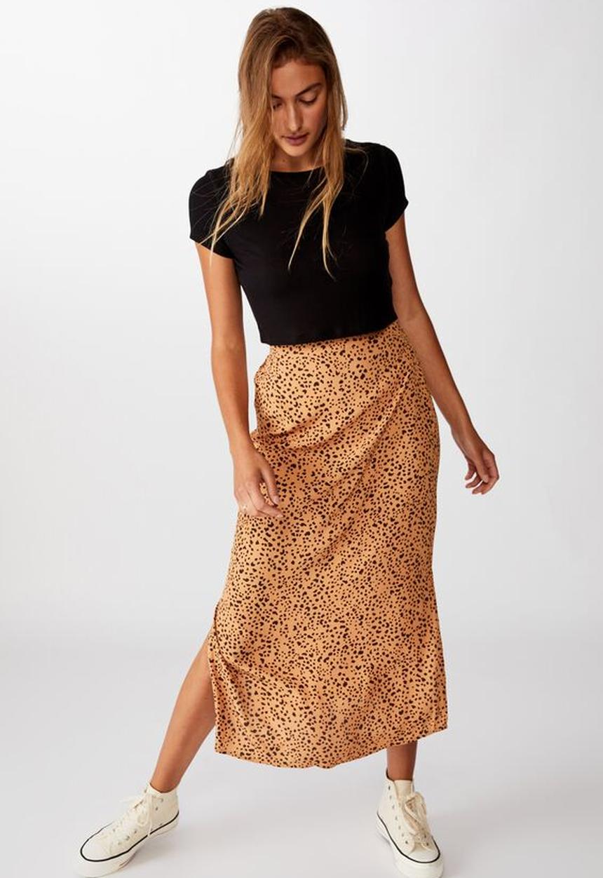 Cotton On - 90s slip skirt piper animal - biscuit