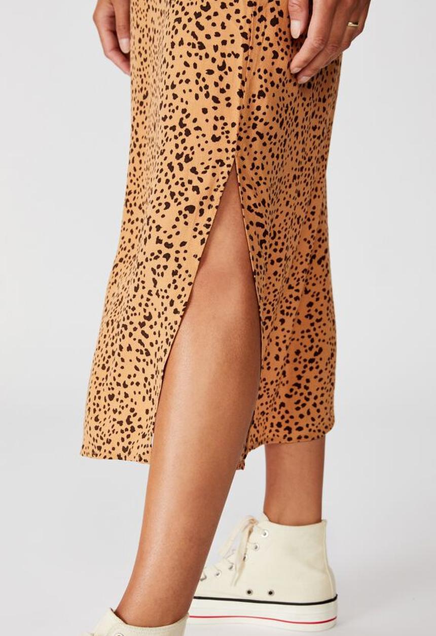 Cotton On - 90s slip skirt piper animal - biscuit