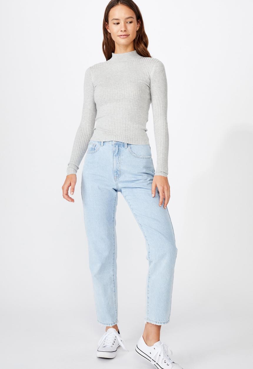 Cotton On - Quinny long sleeve  rib pullover - grey 
