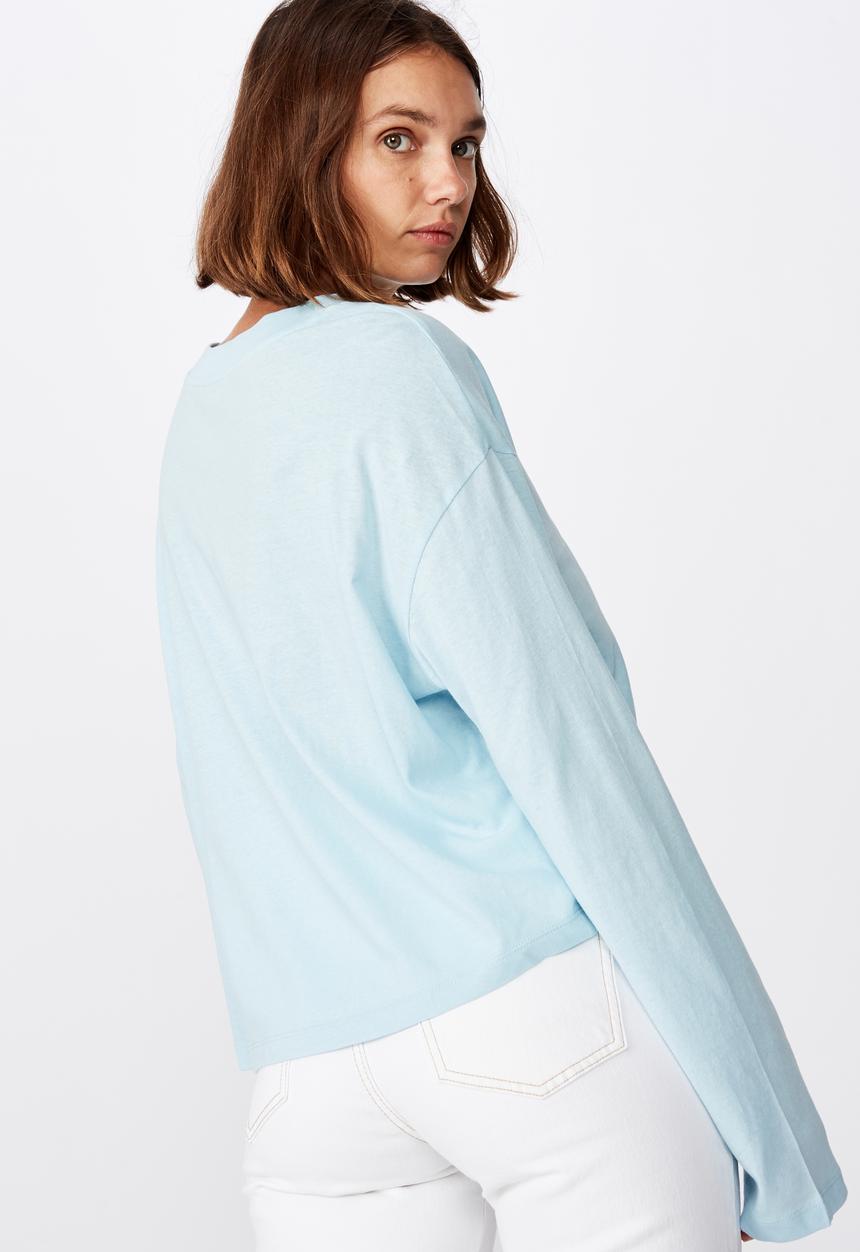 Cotton On - Relaxed fit graphic long sleeve sunshine diet - blue