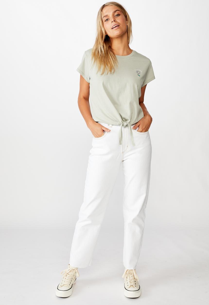 Cotton On - Tie front tee lazy daisy - jade