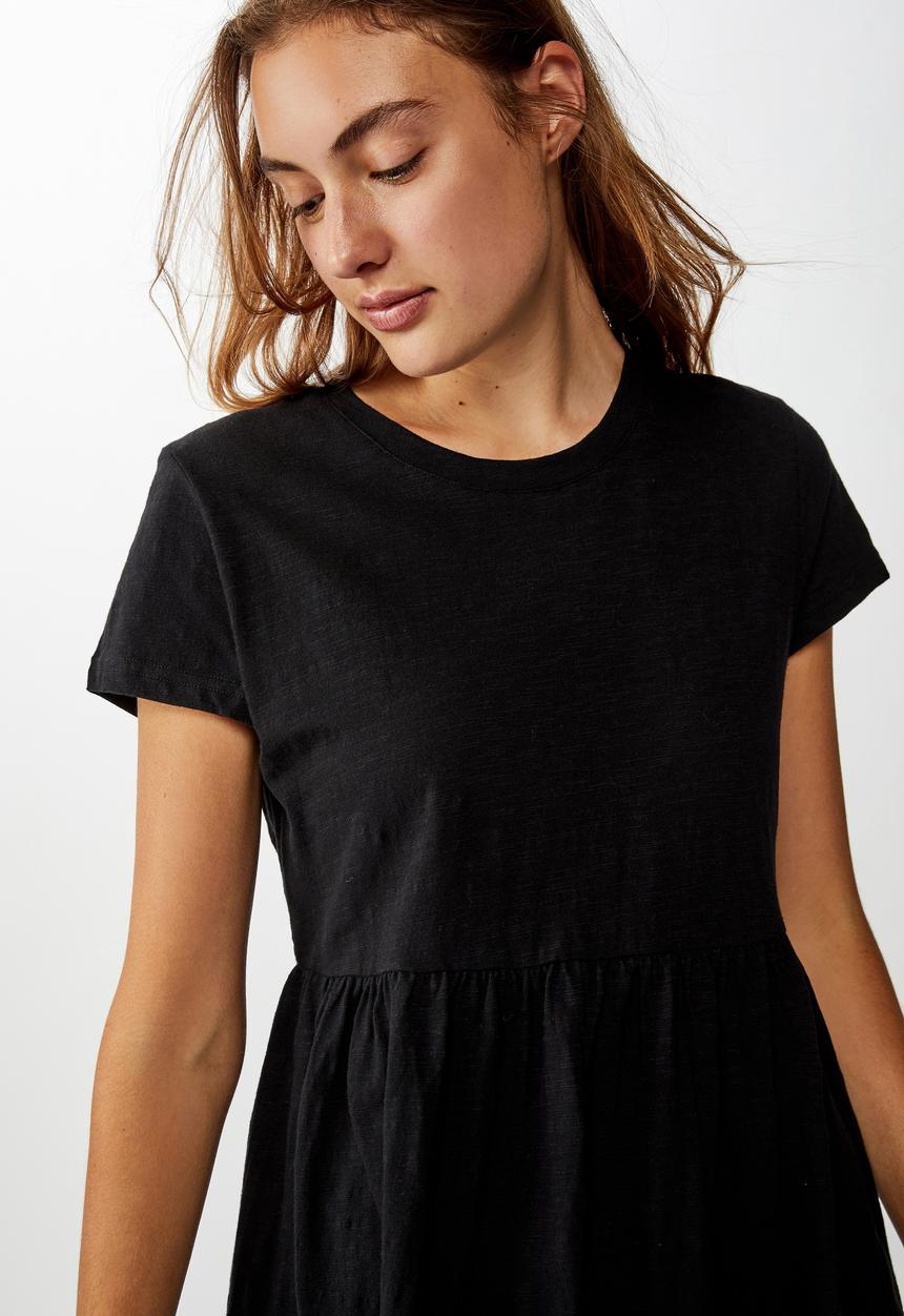 Cotton On - Tina babydoll T-shirt dress - black