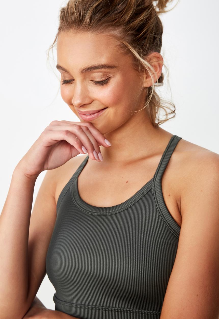 Cotton On - Crop tank - khaki