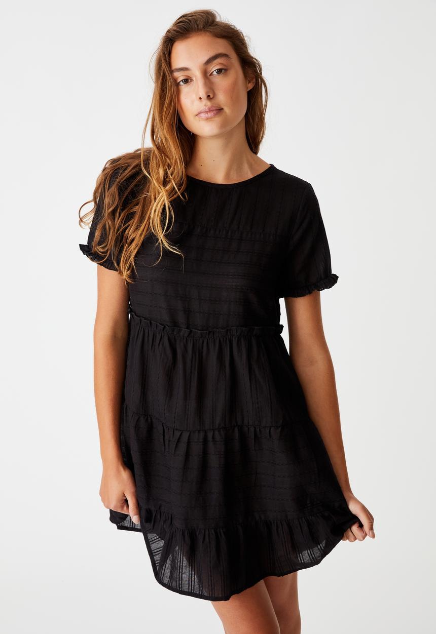Cotton On - Woven Scarlet tiered mini dress - black