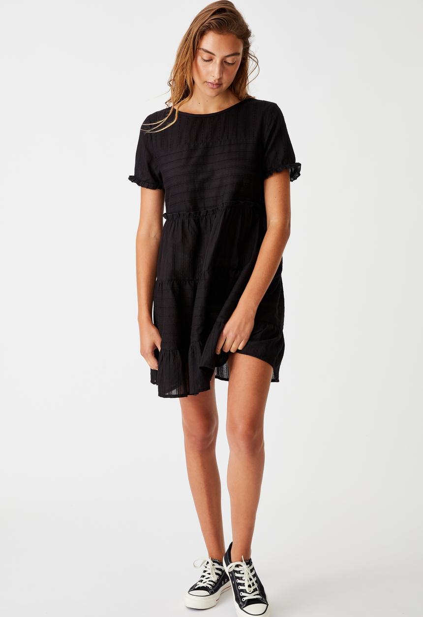 Cotton On - Woven Scarlet tiered mini dress - black