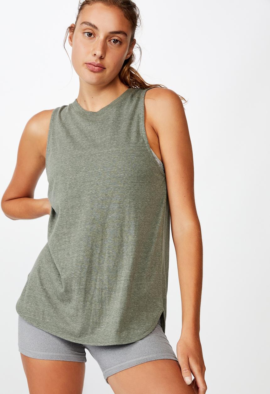 Cotton On - Active curve hem tank - steely shadow
