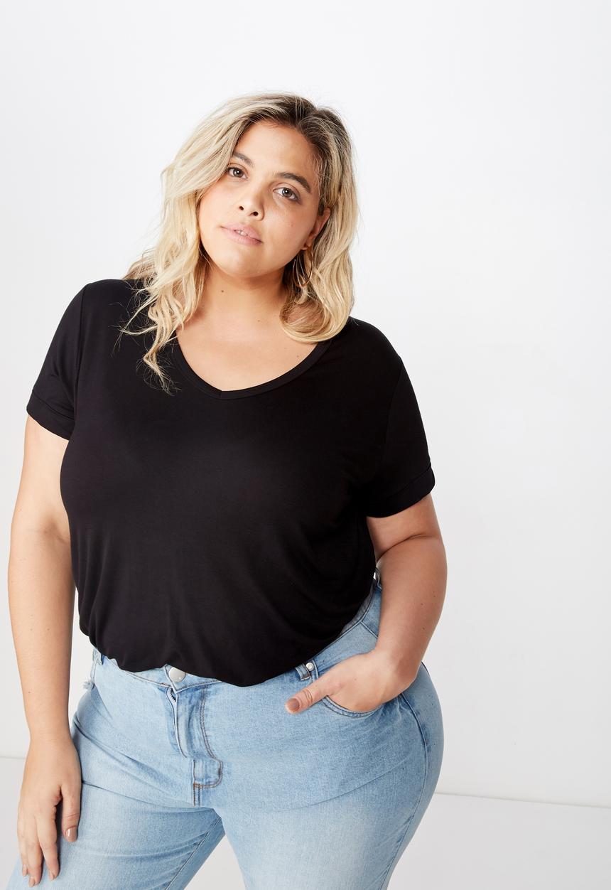 Cotton On - Curve Karly short sleeve tee - black