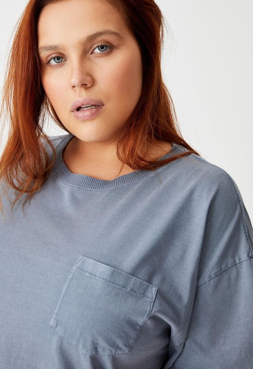 Cotton On - Curve the one boyfriend crew tee - washed folkstone grey
