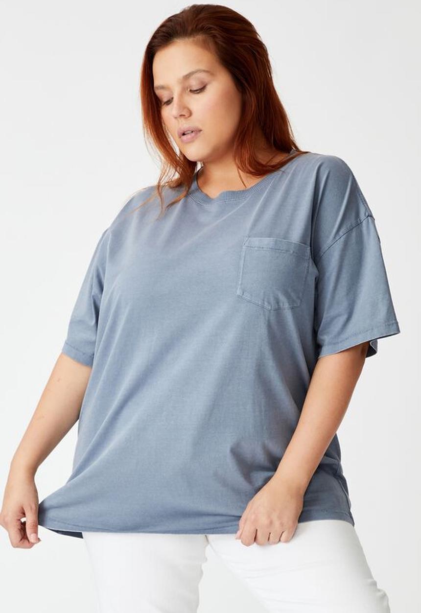 Cotton On - Curve the one boyfriend crew tee - washed folkstone grey