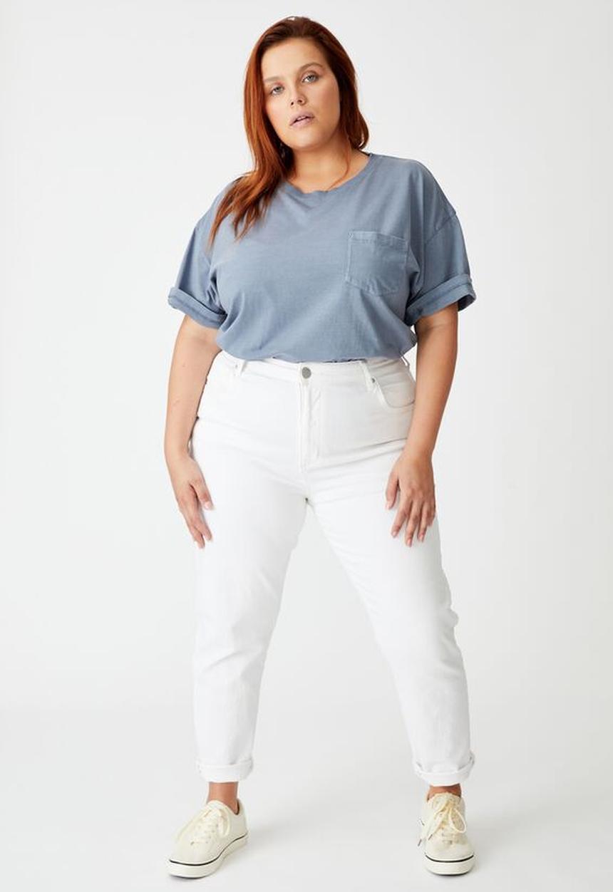 Cotton On - Curve the one boyfriend crew tee - washed folkstone grey