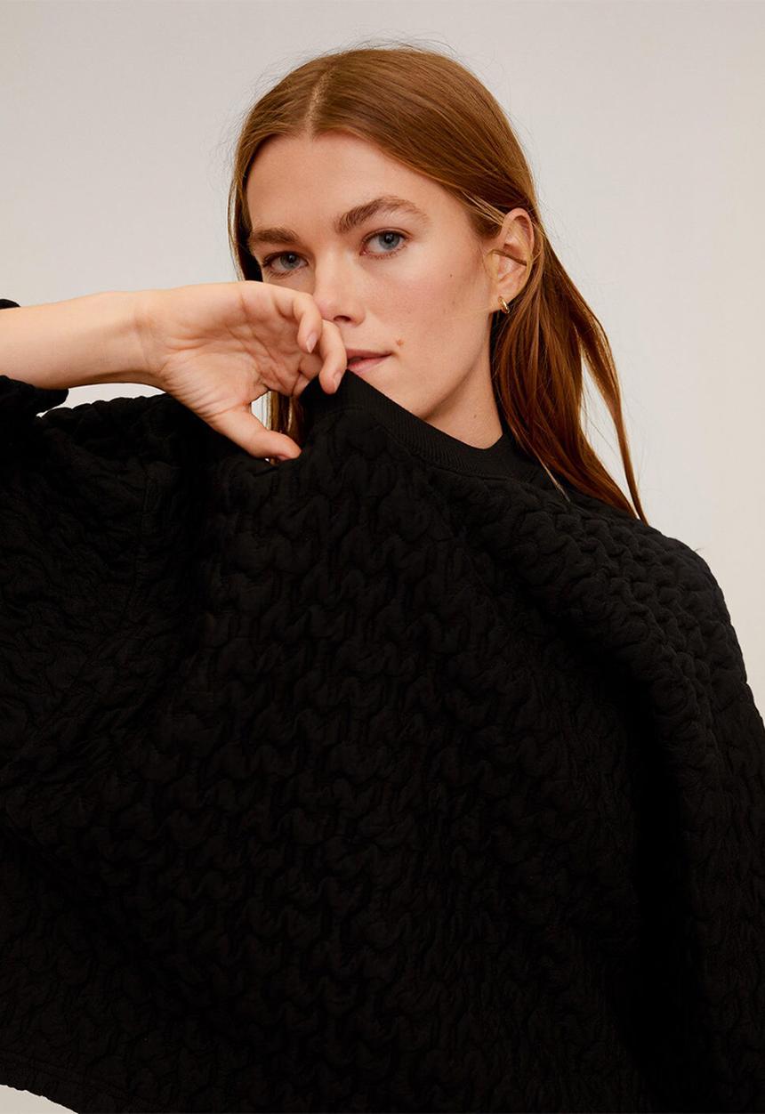 MANGO - Sweatshirt gofra - black