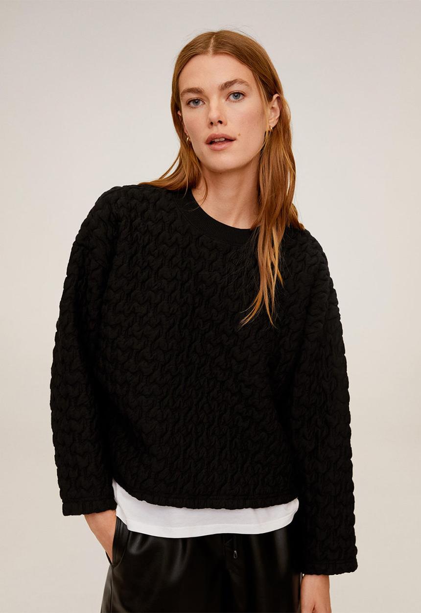 MANGO - Sweatshirt gofra - black