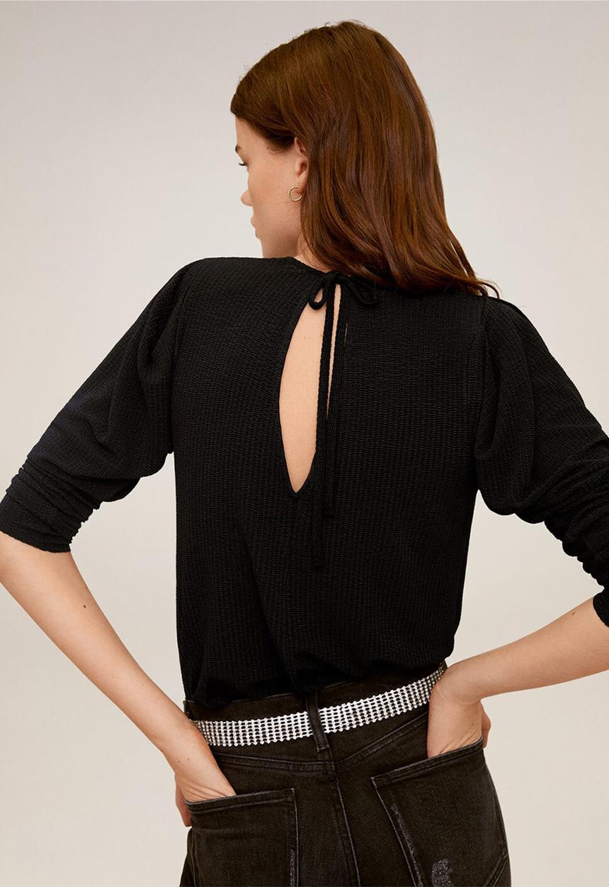 MANGO - T-shirt pluma - black
