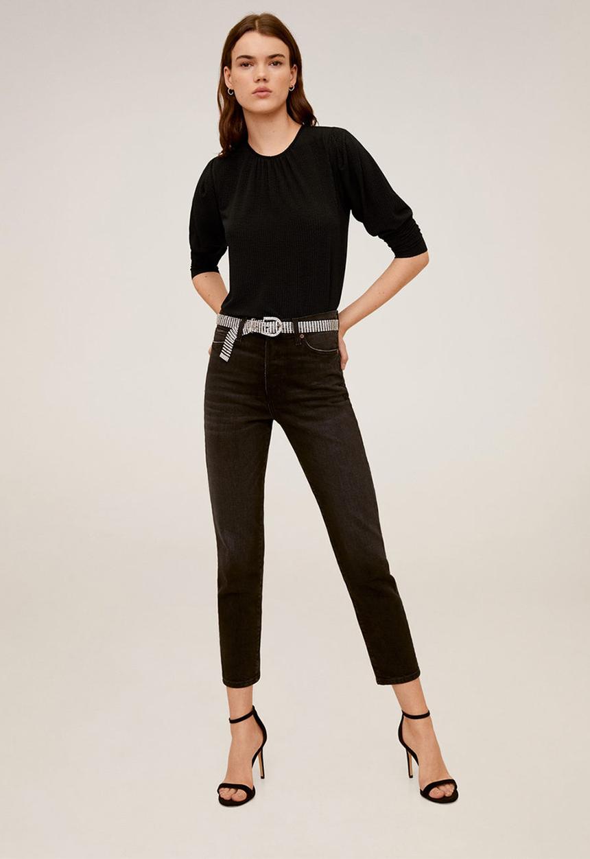 MANGO - T-shirt pluma - black