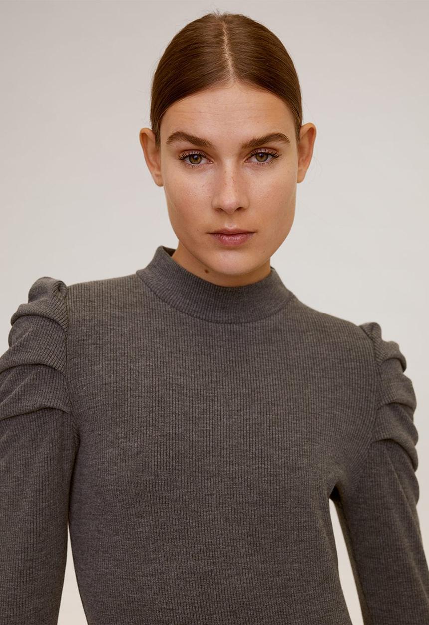MANGO - Dress frunce - grey