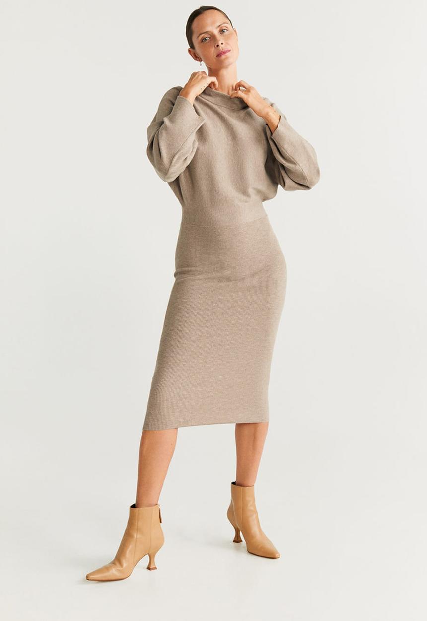 MANGO - Dress bomerang - beige