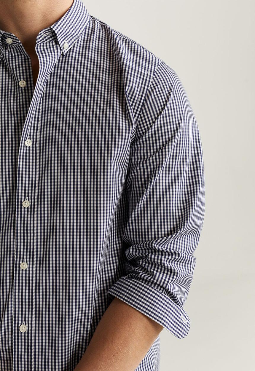 MANGO - Vichy shirt - navy & white 