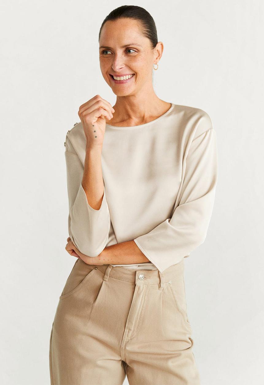 MANGO - T-shirt chemadi - ivory white