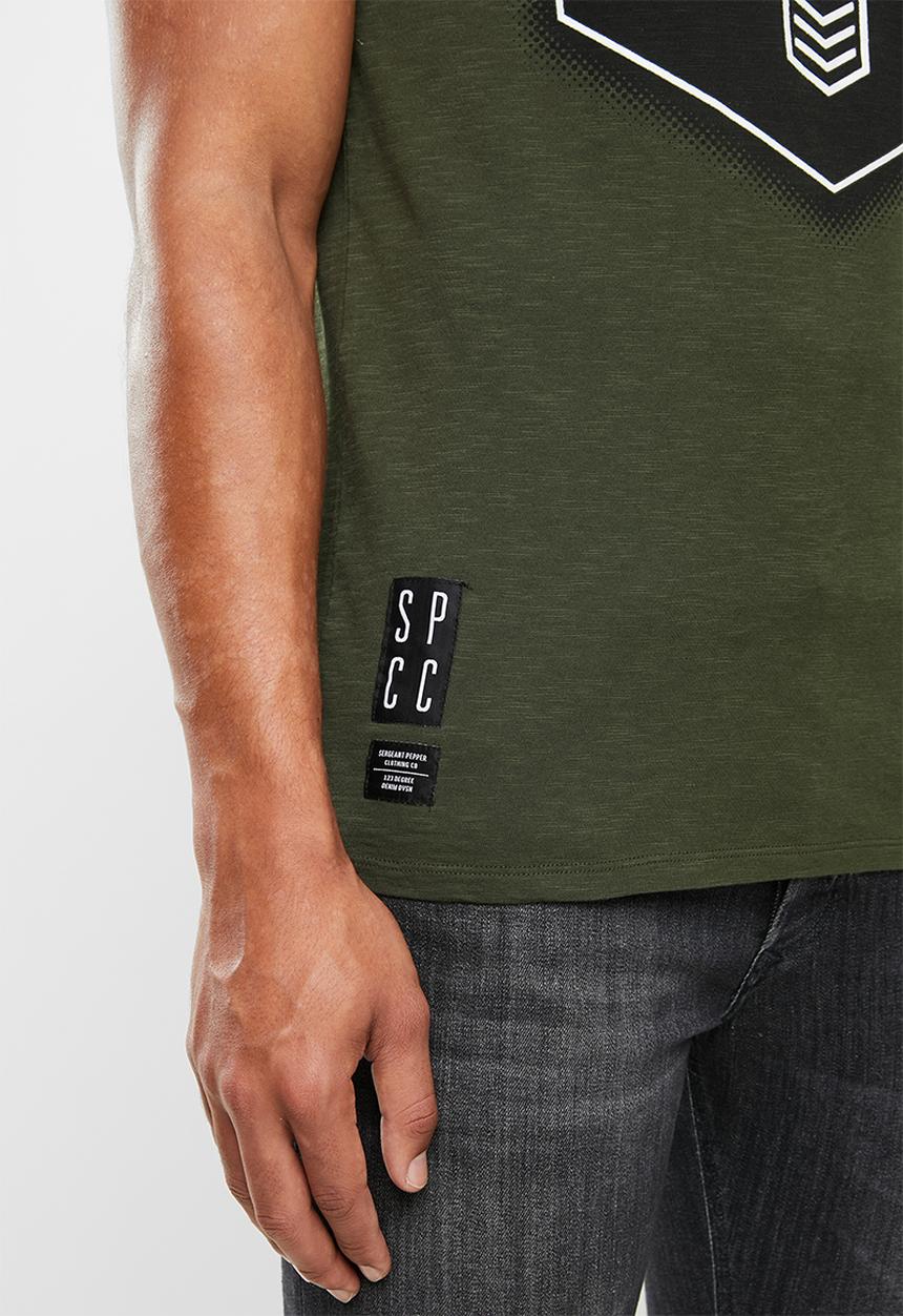 S.P.C.C - Bridge straight hem logo tee - vetivier