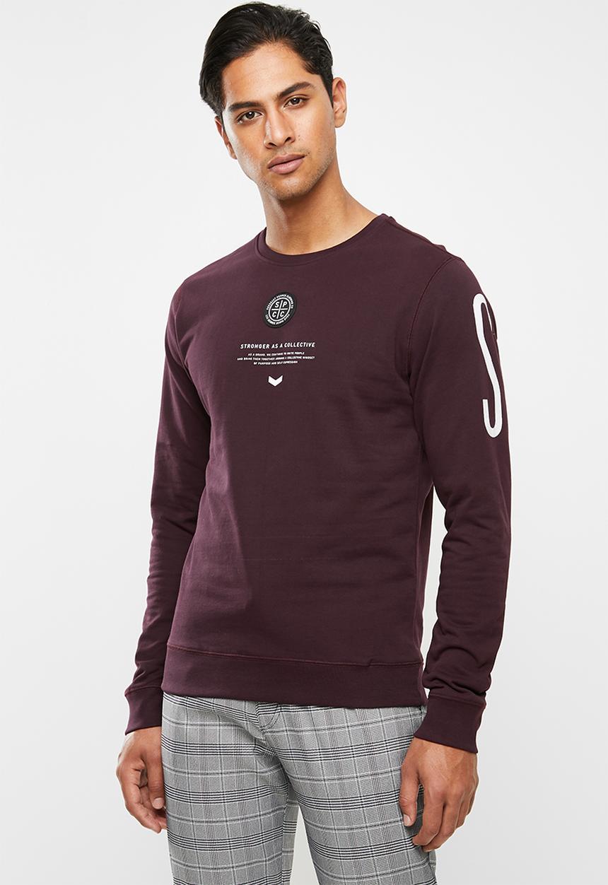 S.P.C.C - Garrett crew neck logo sweat - damson