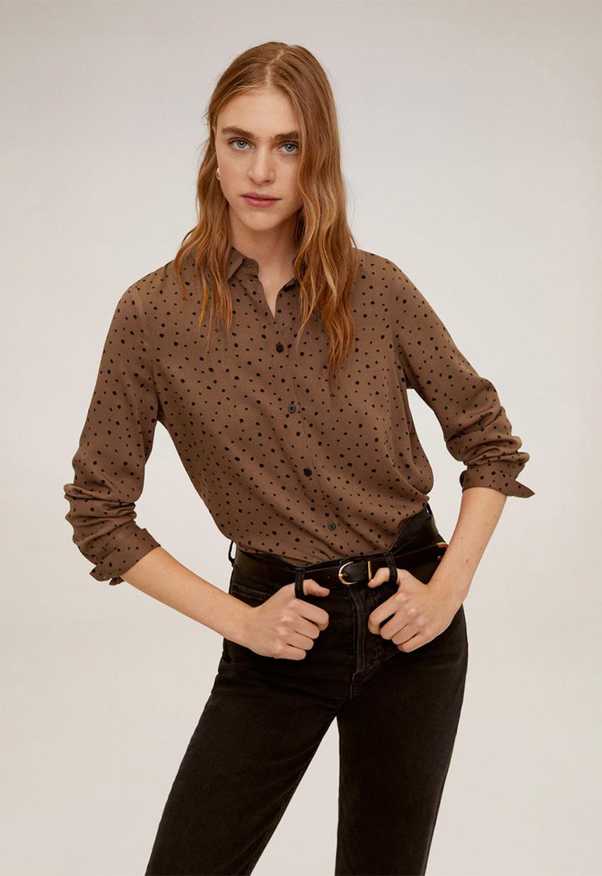 MANGO - Shirt nans - brown