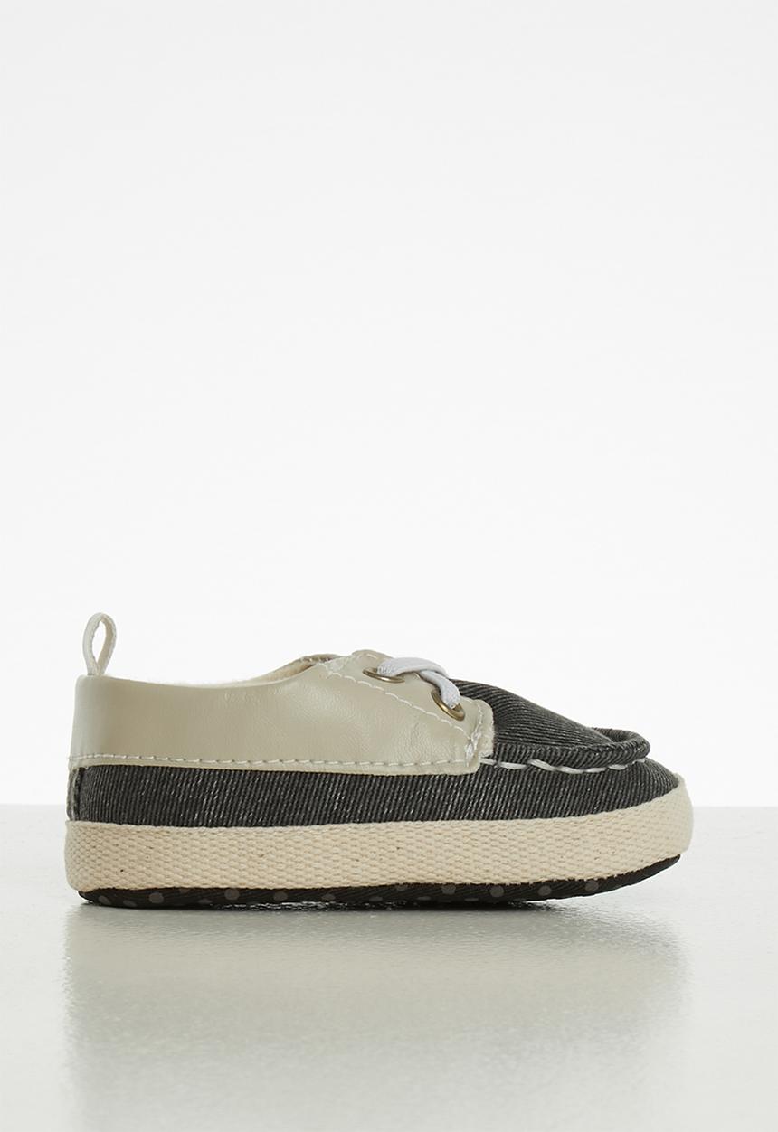 Pop Candy - Slip on boat shoe - charcoal & beige 