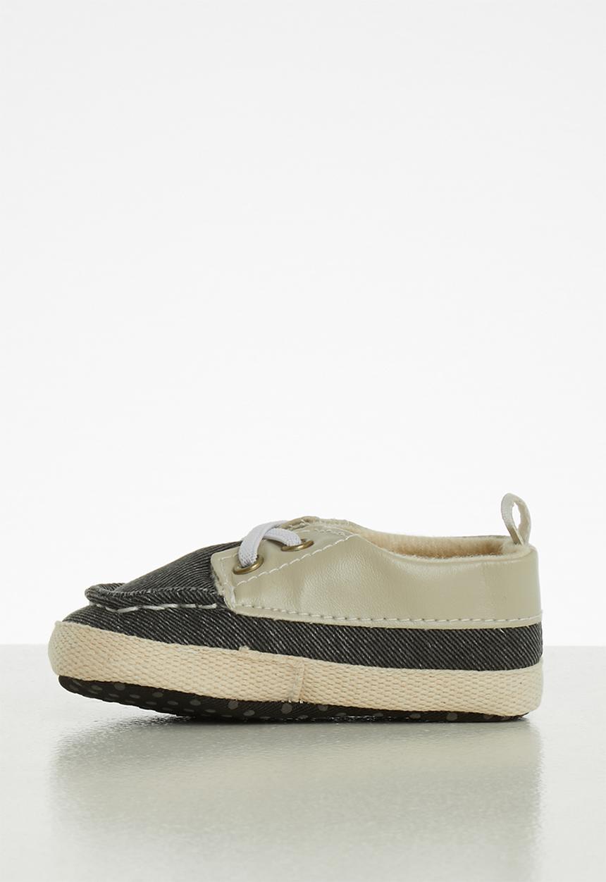 Pop Candy - Slip on boat shoe - charcoal & beige 