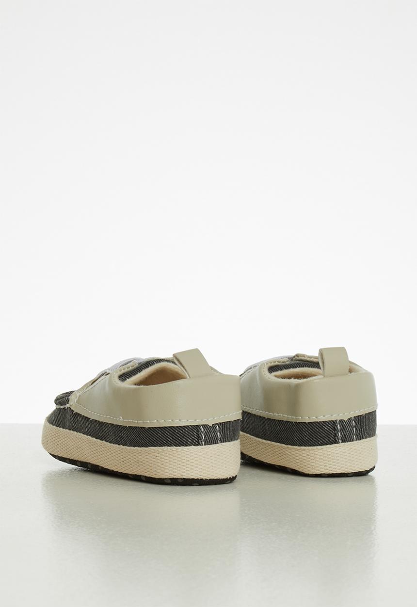 Pop Candy - Slip on boat shoe - charcoal & beige 