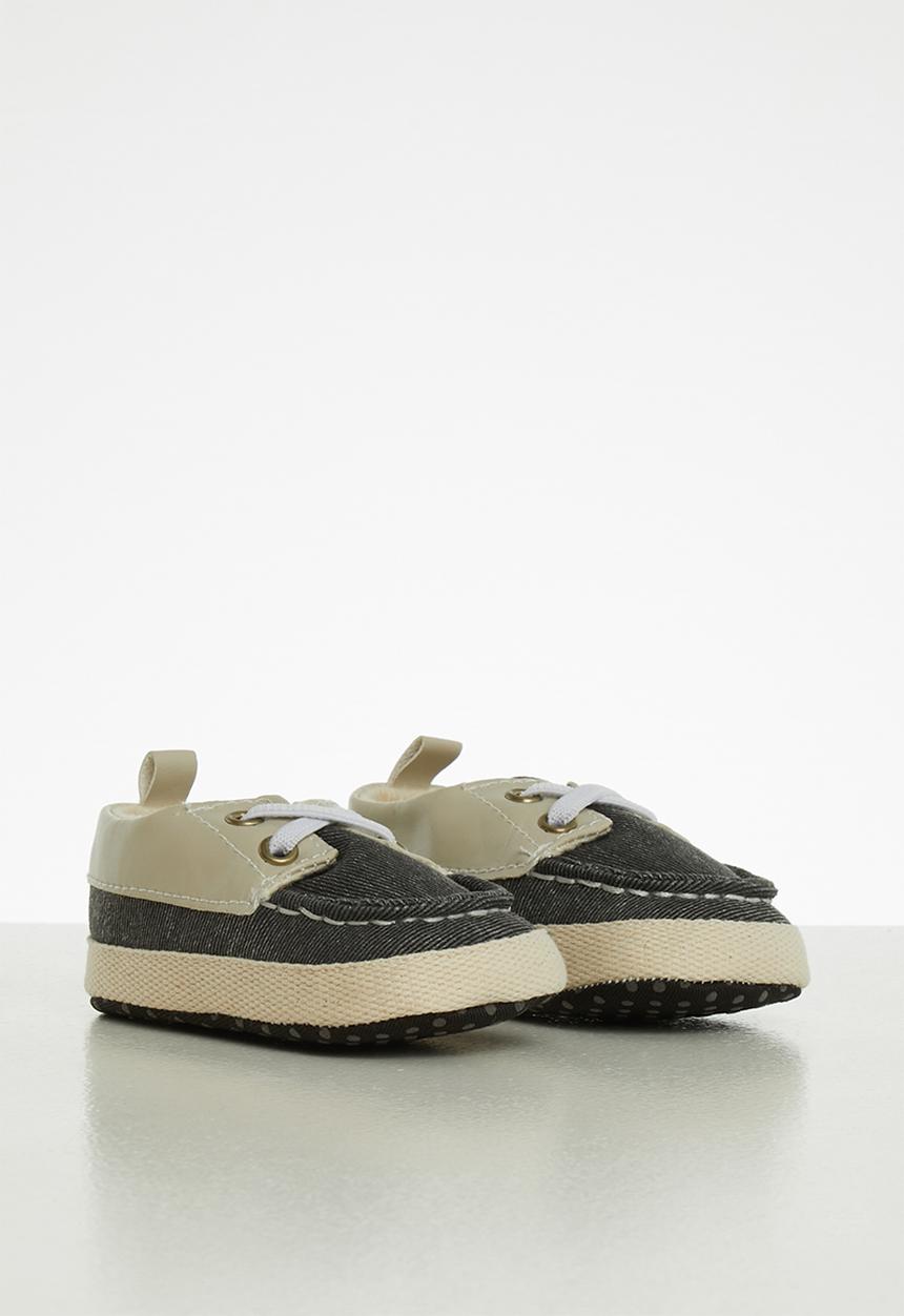 Pop Candy - Slip on boat shoe - charcoal & beige 