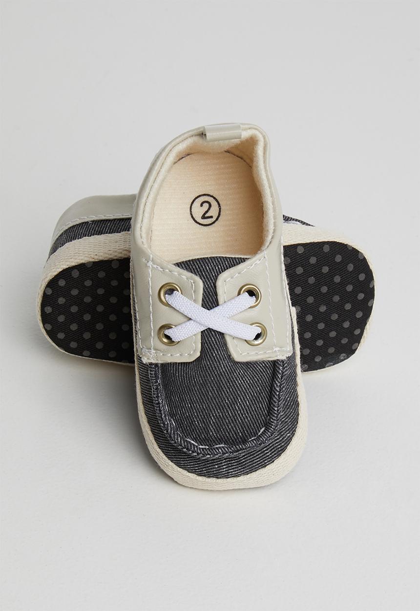 Pop Candy - Slip on boat shoe - charcoal & beige 